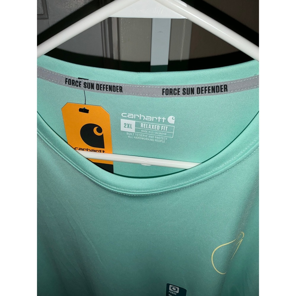 Carhartt Force Sun Defender Long Sleeve Shirt 2XL Relaxed Fit Mint Green NWT - Picture 3 of 7